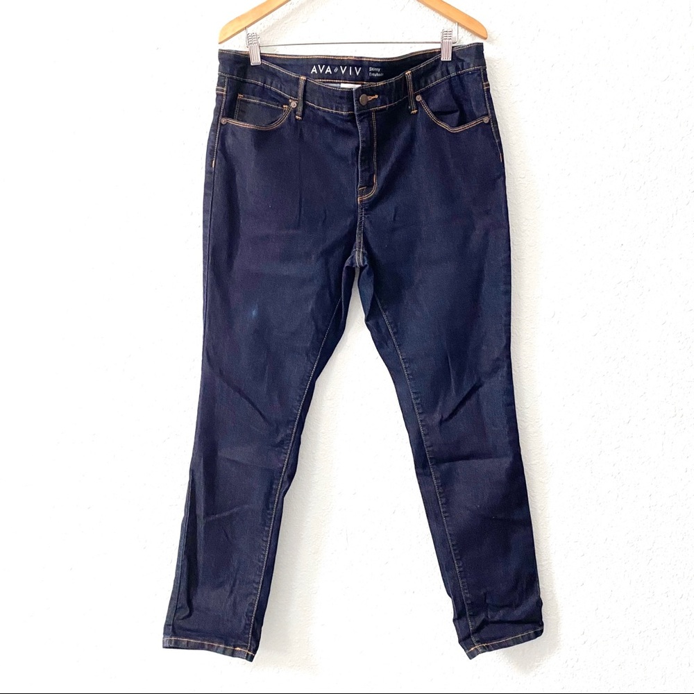 Ava & Viv High Rise Dark Wash Skinny Jeans 16W